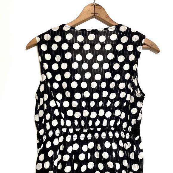Cato Polka Dot Sequin Lace Trim Cami Tank Sleeveless Fitted V-Neck Blouse Top M - Picture 9 of 12